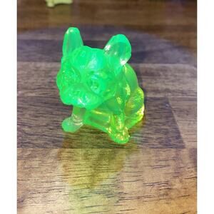 Vintage Westmoreland Uranium Glass Vaseline Opalescent Bulldog Figurine No Eyes